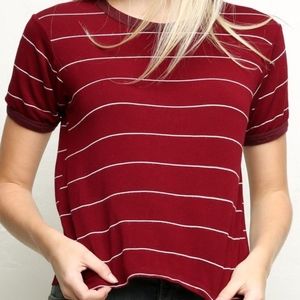 Brandy Melville Nadine Maroon Striped Top